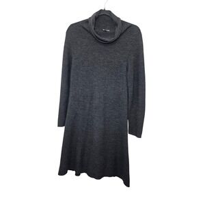 Eileen Fisher Black 100% Merino Wool Cowl Neck Knit Grunge Old Money Dress Size